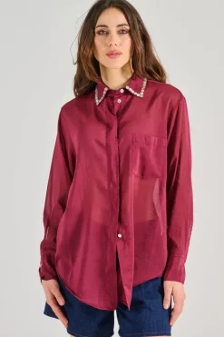 Camicia cotone/seta rossa