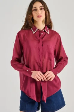 Camicia cotone/seta rossa