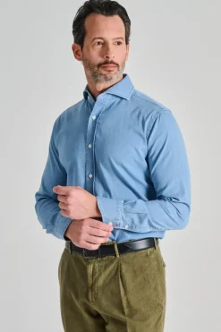 Camicia denim 100% cotone blu