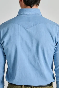 Camicia denim 100% cotone blu