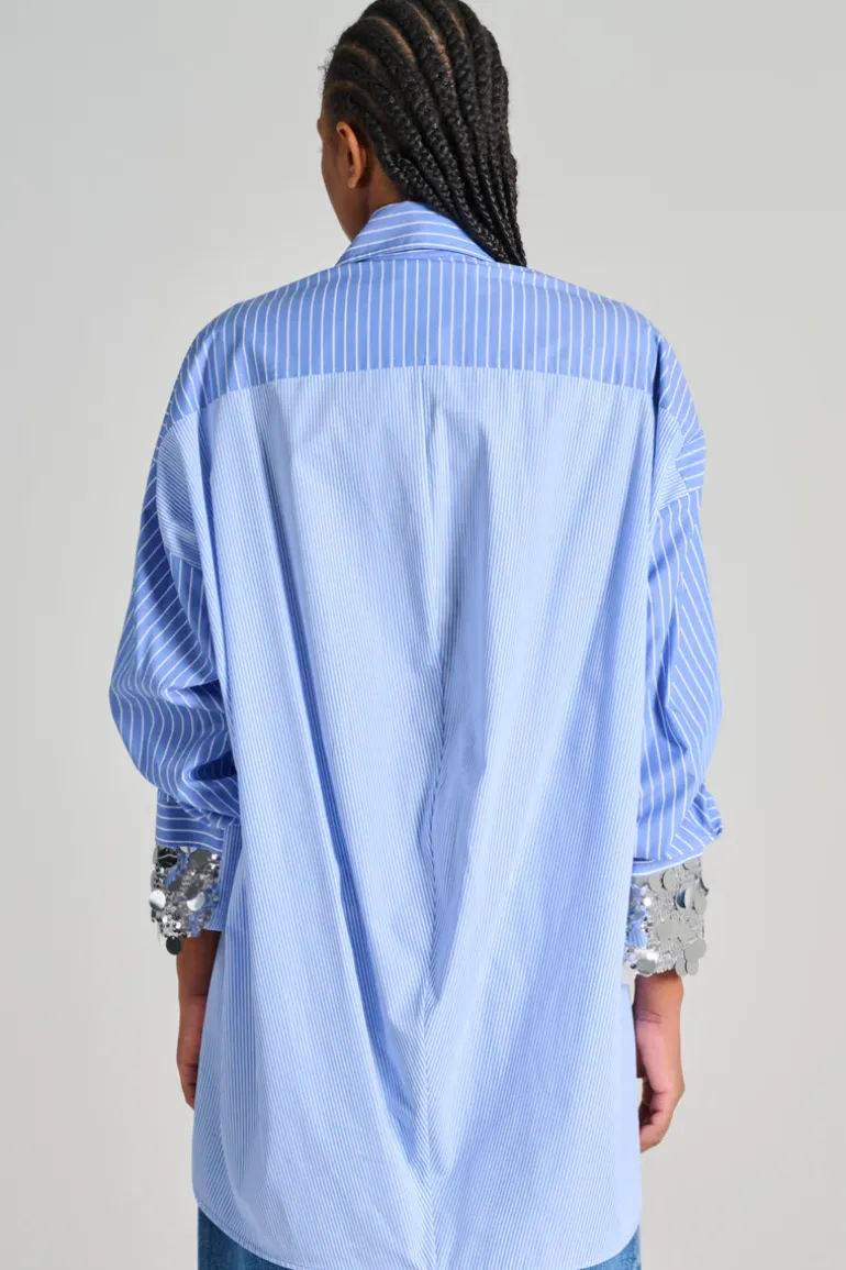 Camicia dettagli paillettes azzurro