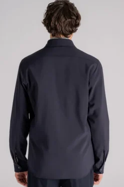 Camicia doppia in poliestere/lana blu