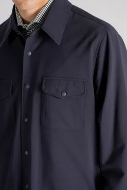 Camicia doppia in poliestere/lana blu