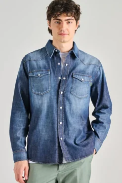 Camicia lamb texana cotone blu