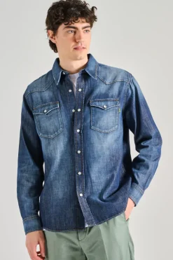 Camicia lamb texana cotone blu