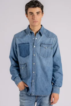 Camicia lamb texana cotone blu