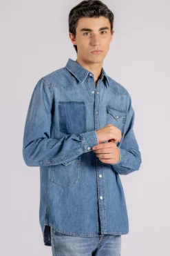 Camicia lamb texana cotone blu