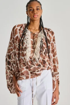 Camicia over printed tessuto bianco