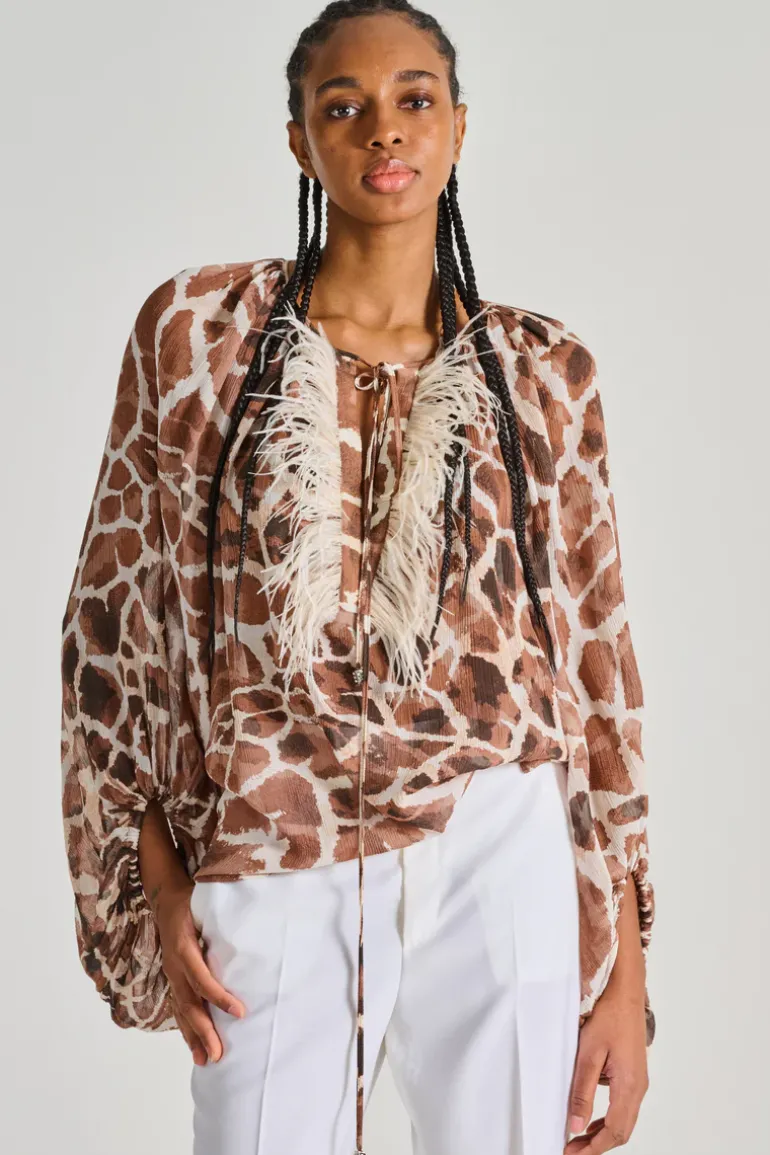 Camicia over printed tessuto bianco