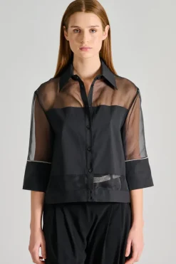 Camicia popeline organza nero