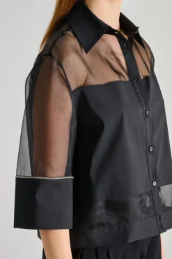 Camicia popeline organza nero