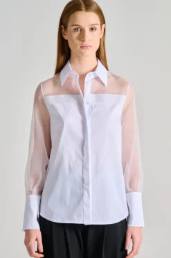 Camicia popeline/organza bianco
