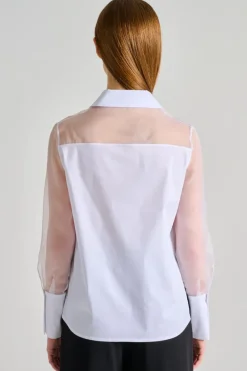 Camicia popeline/organza bianco