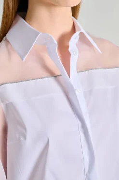 Camicia popeline/organza bianco