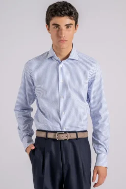 Camicia slim 100% cotone azzurro