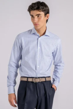 Camicia slim 100% cotone azzurro