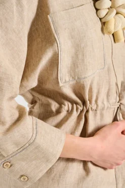 Camicia tela di lino effetto delavé beige