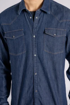 Camicia texano 98% cotone 2% elastam blu