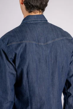 Camicia texano 98% cotone 2% elastam blu