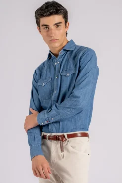 Camicia texano cotone blu