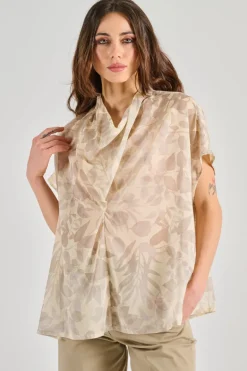 Camicia voile cotone/seta beige