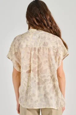 Camicia voile cotone/seta beige
