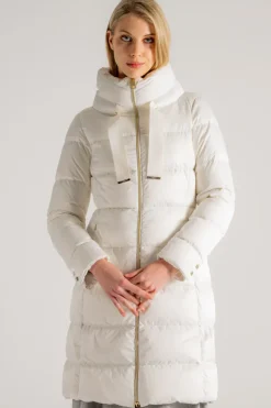 Cappotto medio in raso bianco donna
