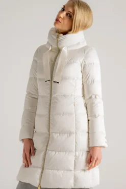 Cappotto medio in raso bianco donna