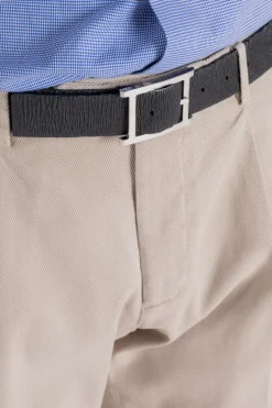 Cintura chevrette double elast in pelle nabuccata blu