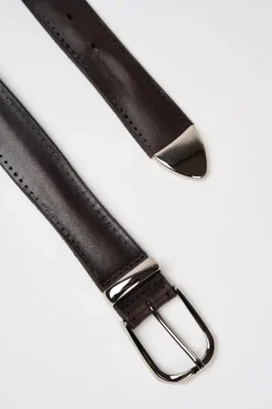 Cintura in pelle marrone