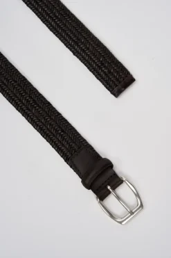 Cintura intrecciata wide in pelle marrone