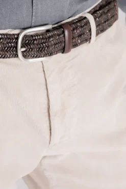 Cintura melange pelle/lana marrone