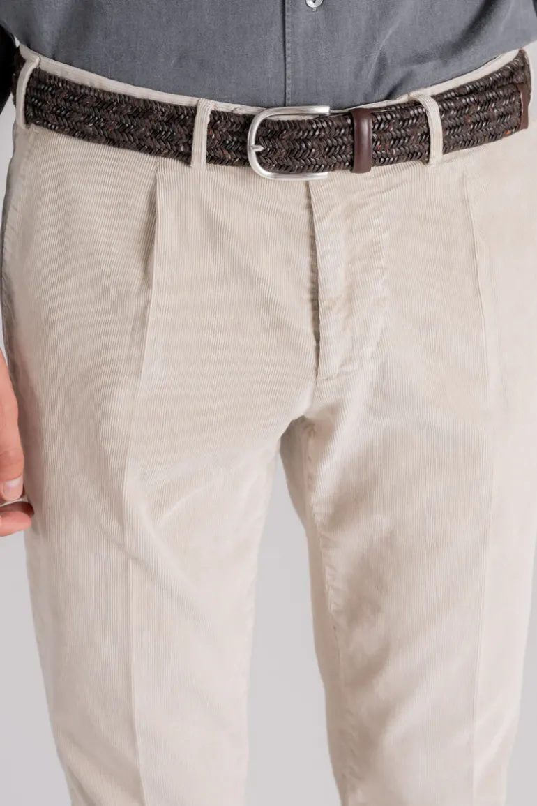 Cintura melange pelle/lana marrone