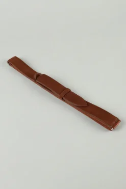 Cintura nobuckle suede in camoscio e tessuto marrone uomo