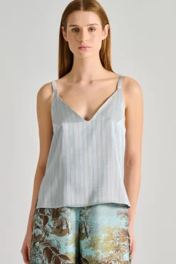 Co.go top funky pin striped tessuto azzurro