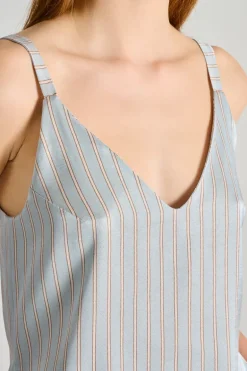 Co.go top funky pin striped tessuto azzurro