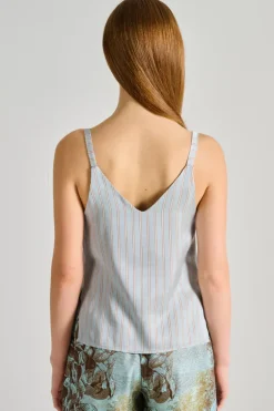 Co.go top funky pin striped tessuto azzurro