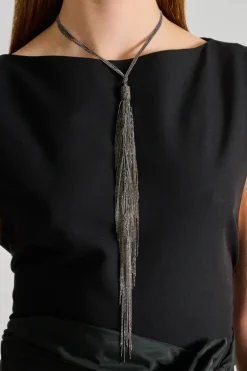 Collana cravattino metallo argento