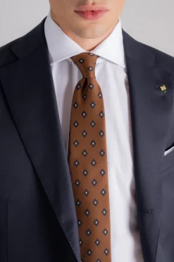 Cravatta sette pieghe 100% seta blu