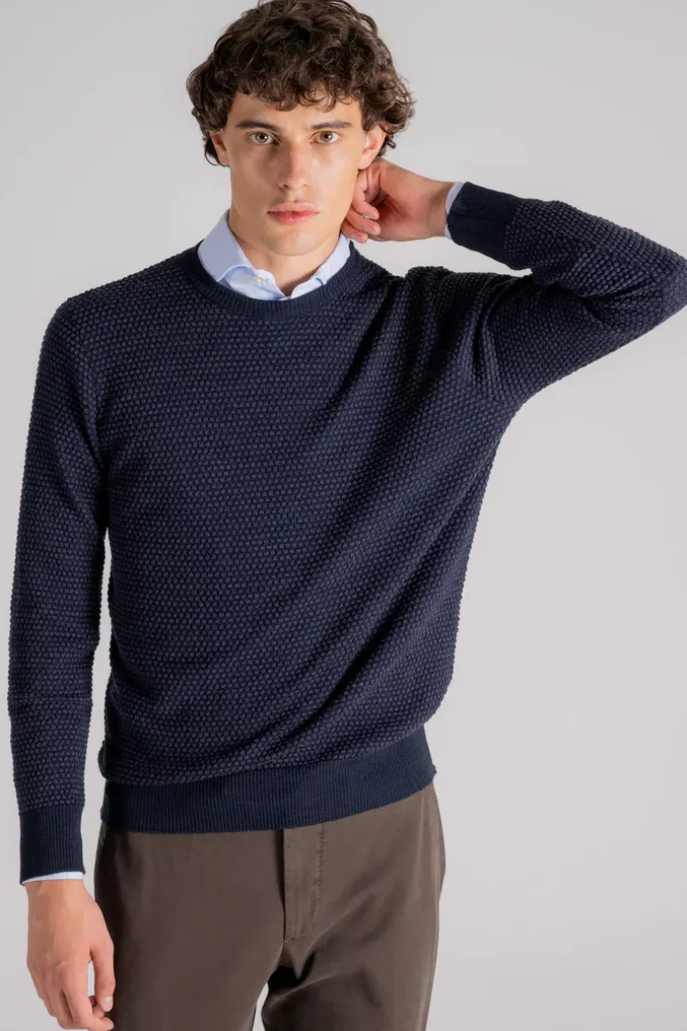 Dolcevita maglia 100% lana blu