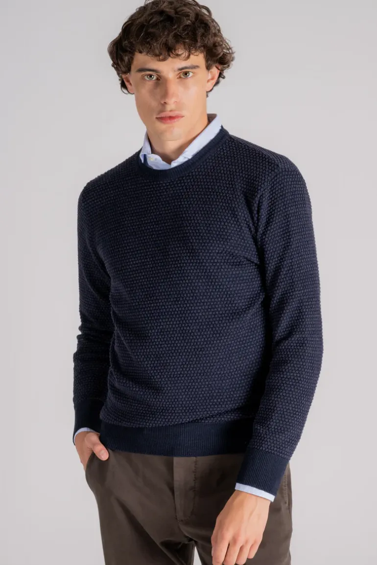 Dolcevita maglia 100% lana blu