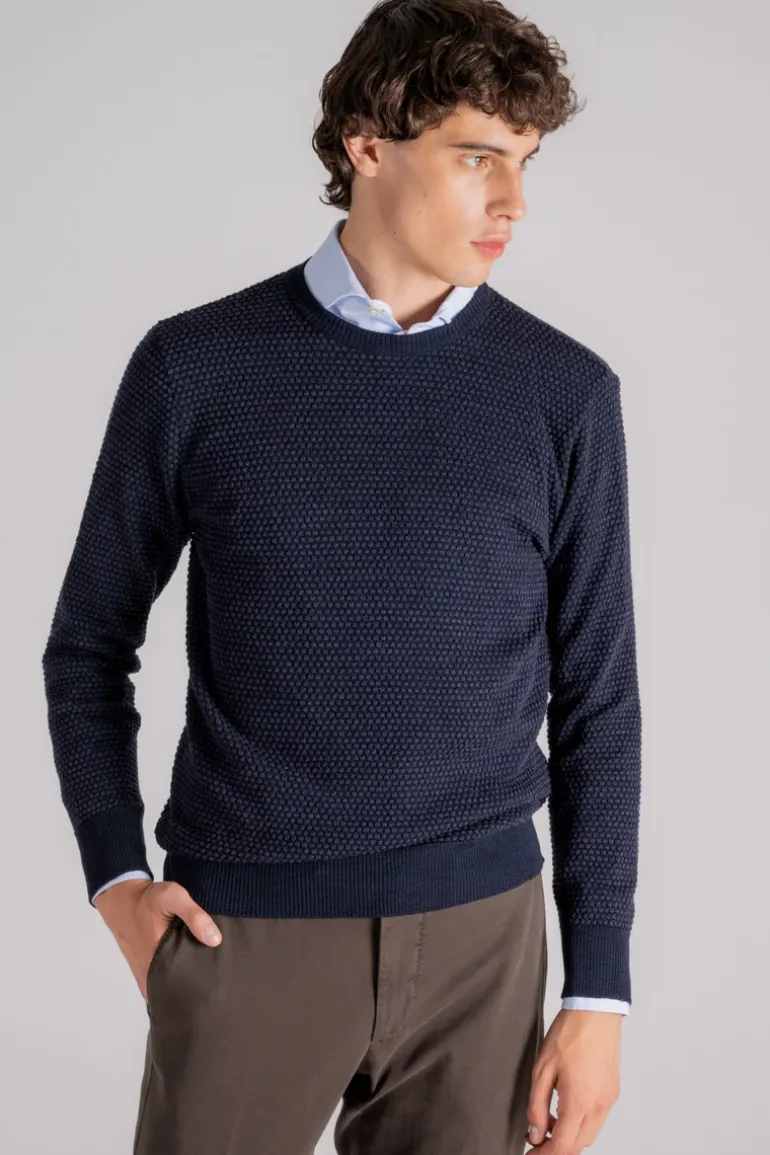 Dolcevita maglia 100% lana blu