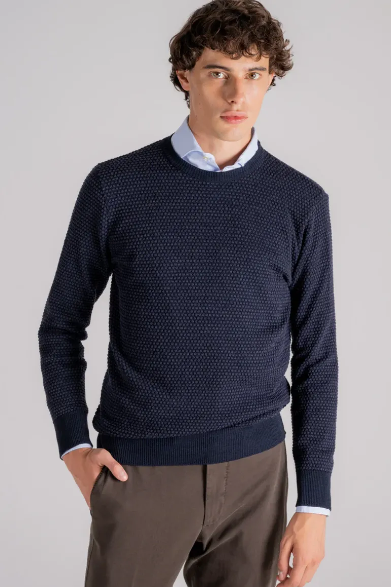 Dolcevita maglia 100% lana blu