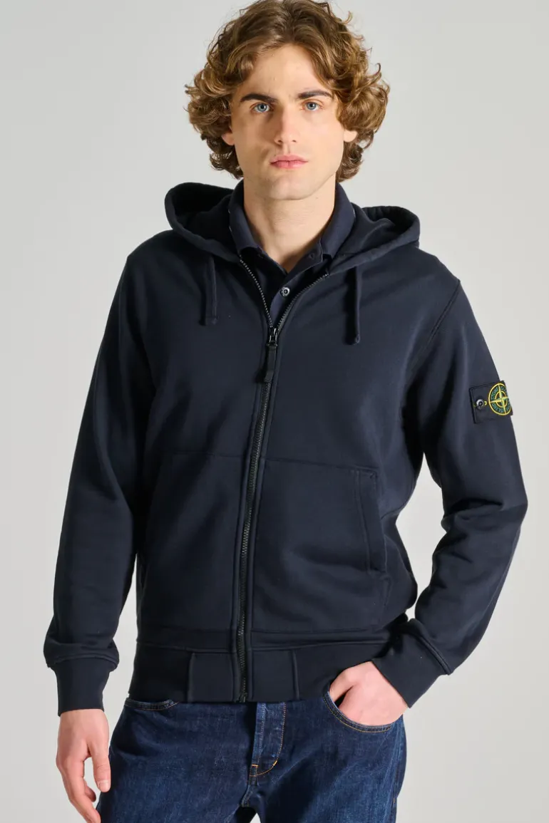 Felpa con cappuccio cotone blu