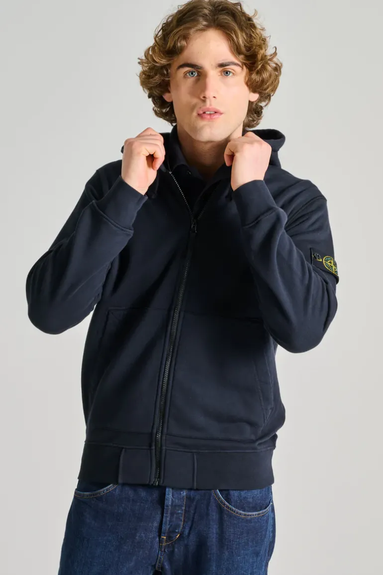 Felpa con cappuccio cotone blu