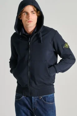 Felpa con cappuccio cotone blu