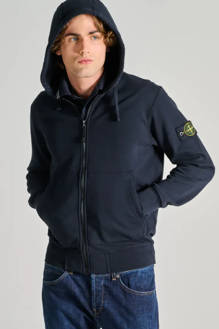 Felpa con cappuccio cotone blu