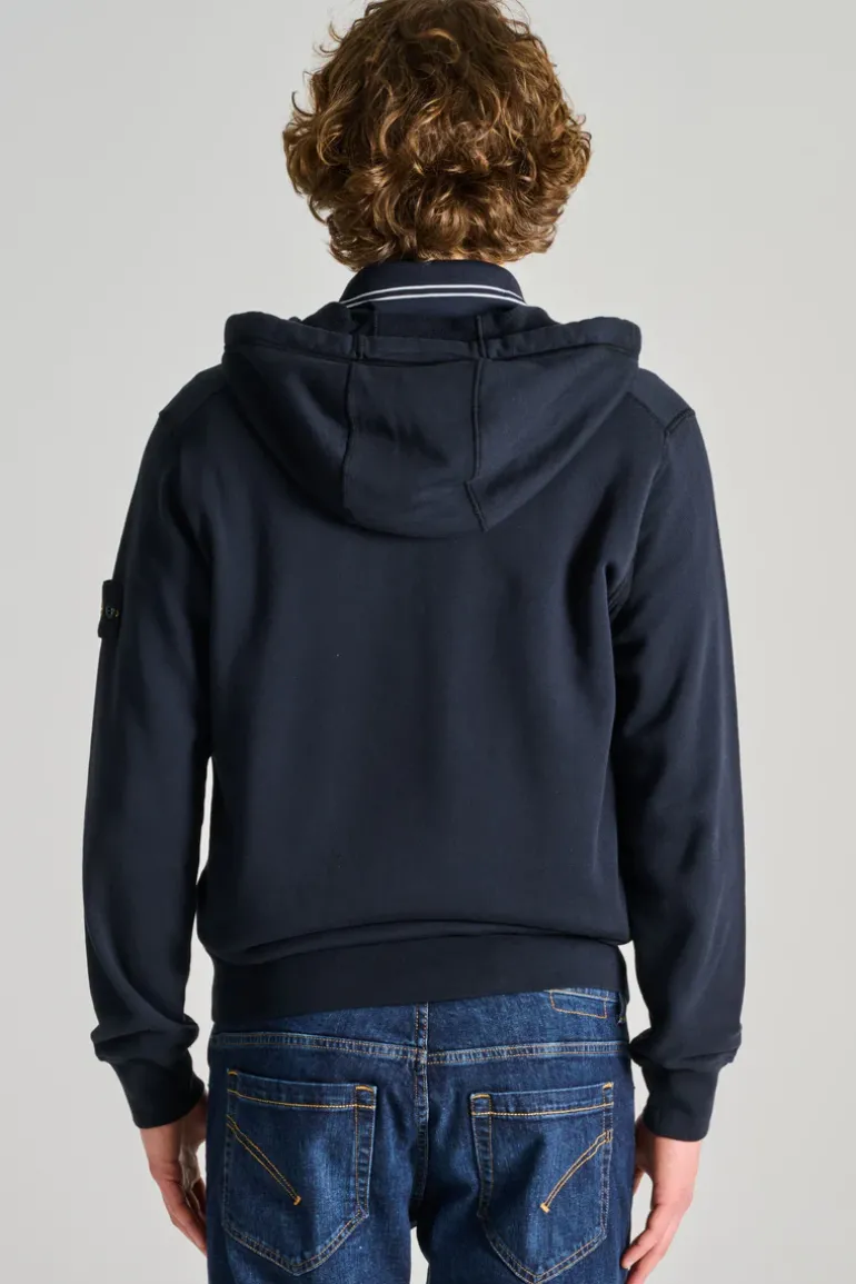 Felpa con cappuccio cotone blu