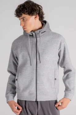 Felpa con cappuccio nylon grigio
