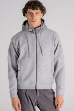 Felpa con cappuccio nylon grigio